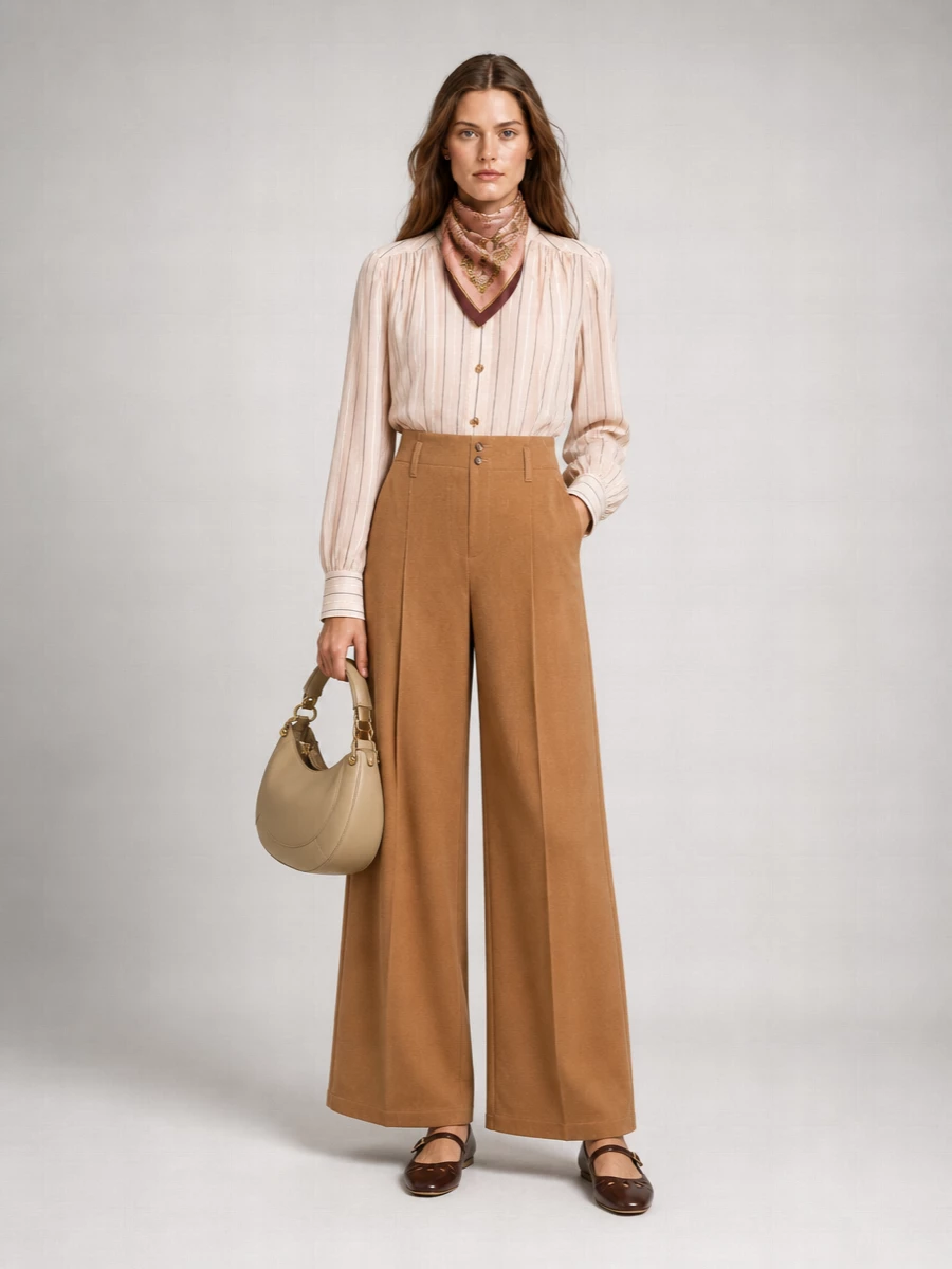 Chloé Striped High-Neck Gathered Silk Shirt