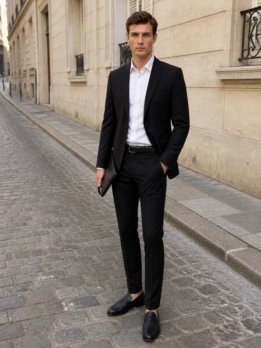 Dolce gabbana black trousers white shirt outfit