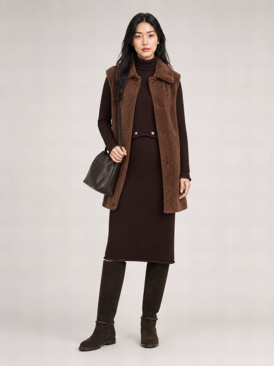 Brunello Cucinelli Shearling Reversible Sleeveless Coat