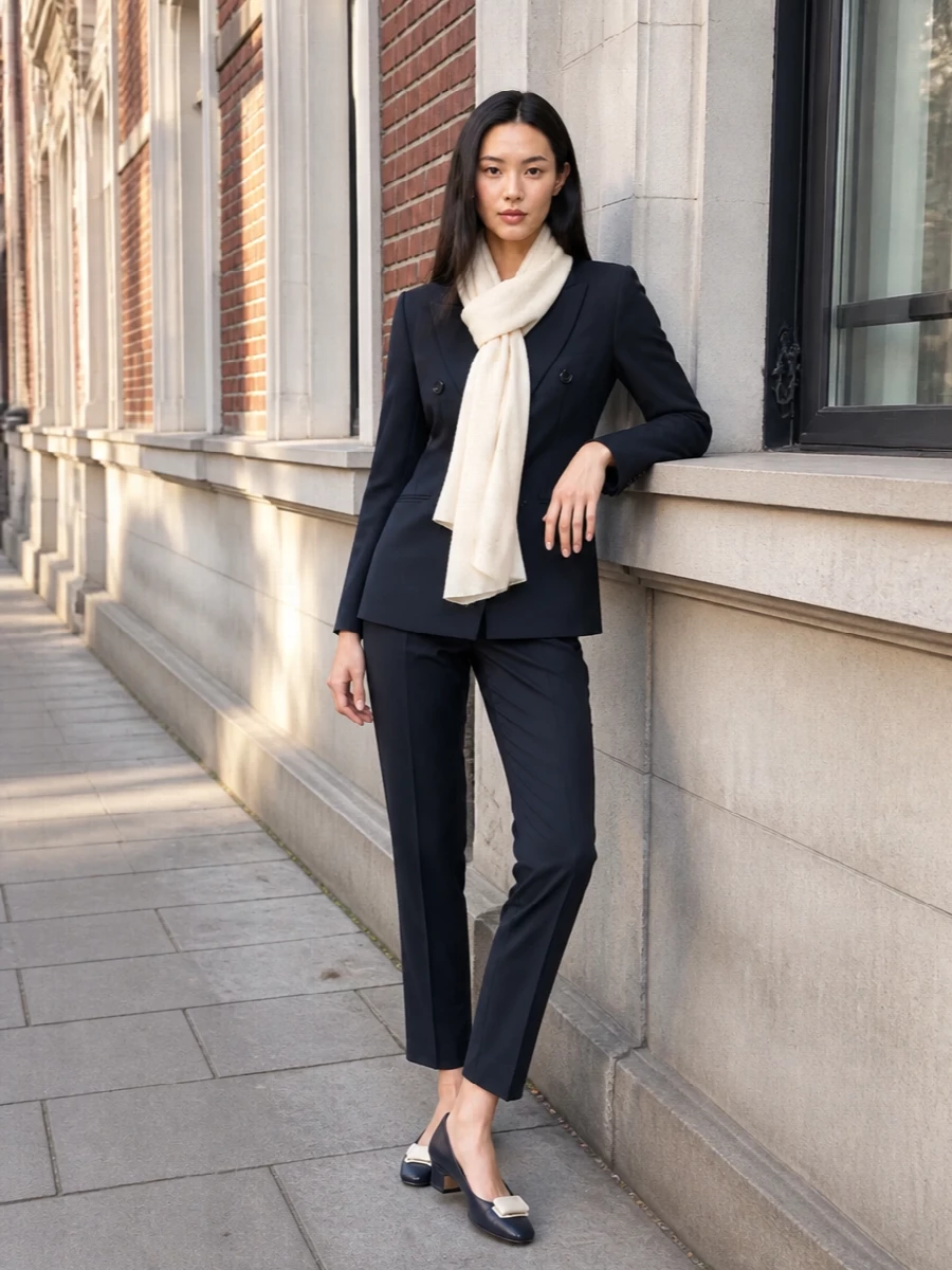 Max mara navy suit tapered trousers pumps