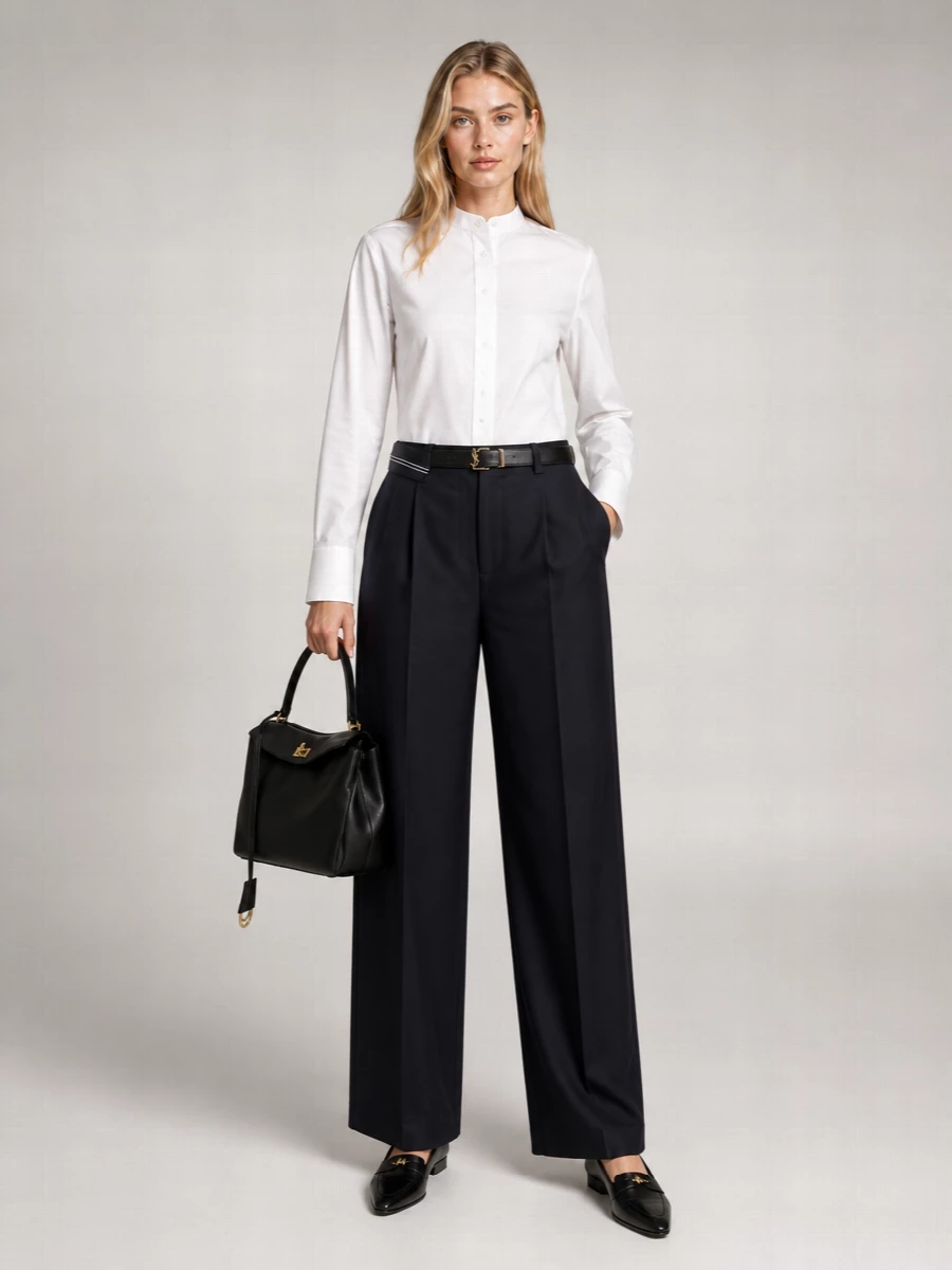 Fendi Mohair Wool Asymmetric Waist Tapered Trousers