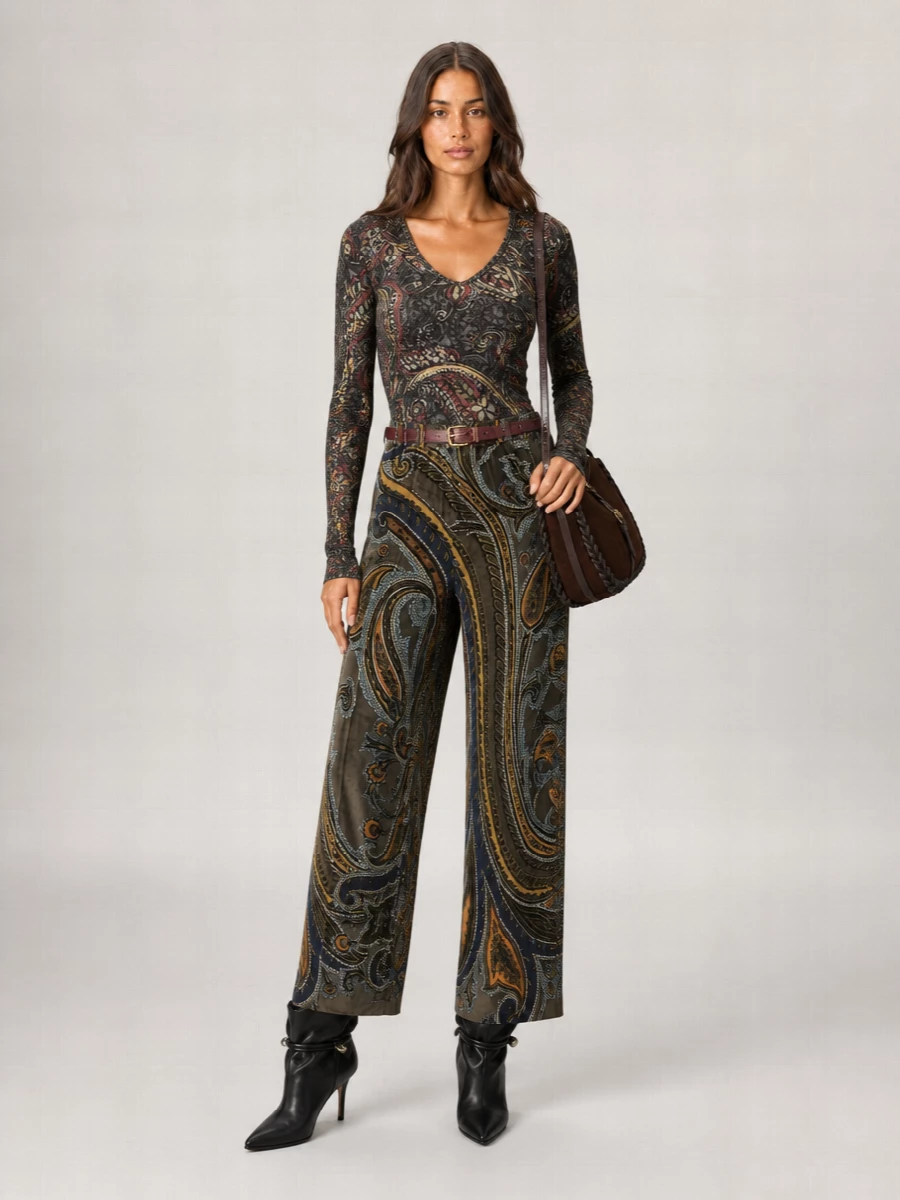Etro Printed Wide-Leg Trousers