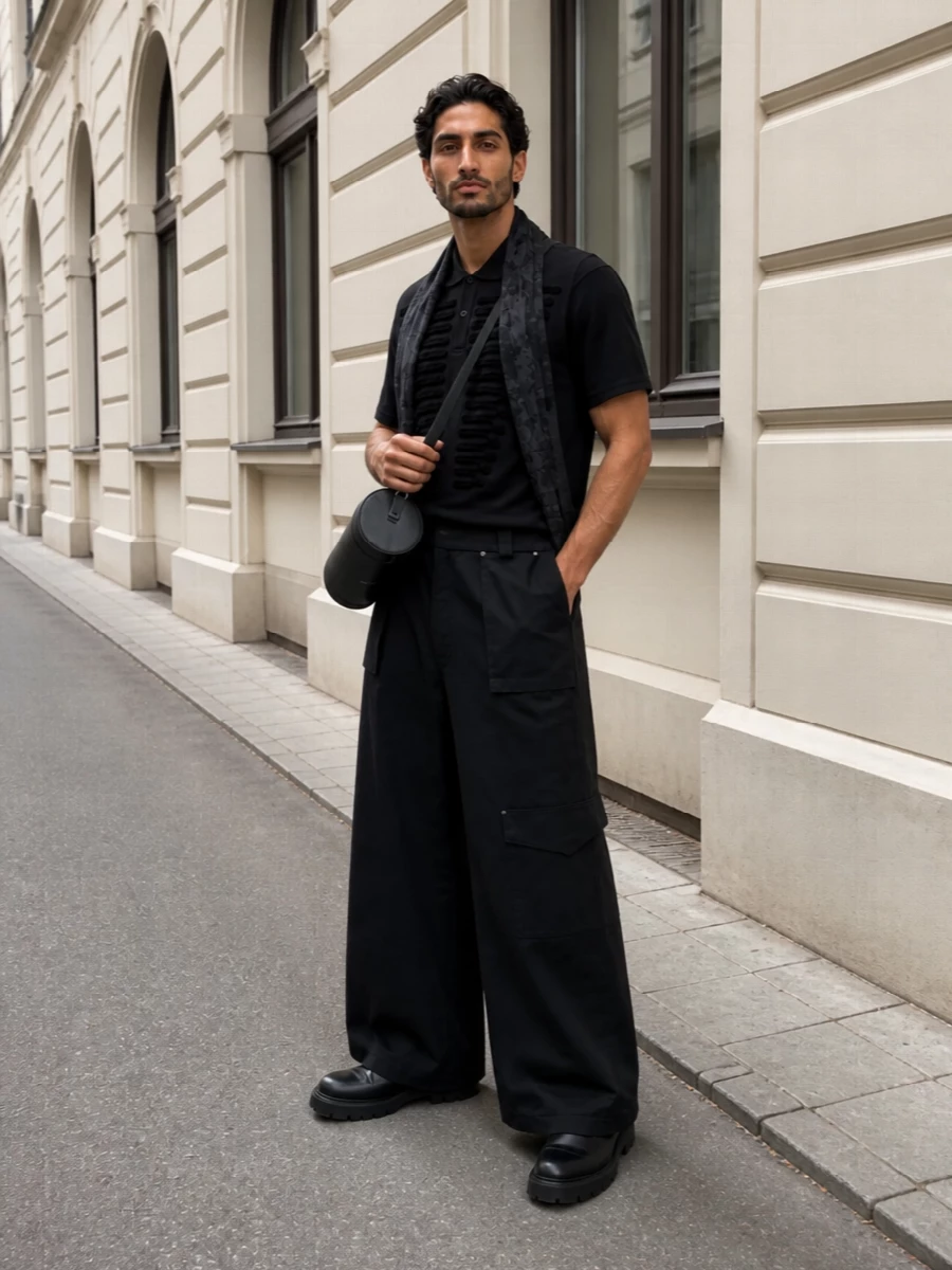 Alexander mcqueen black cargo pants polo boots