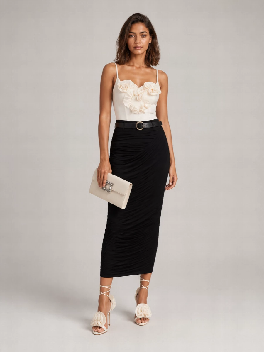 Magda Butrym Cotton Ruffled Sweetheart Neck Mini Dress