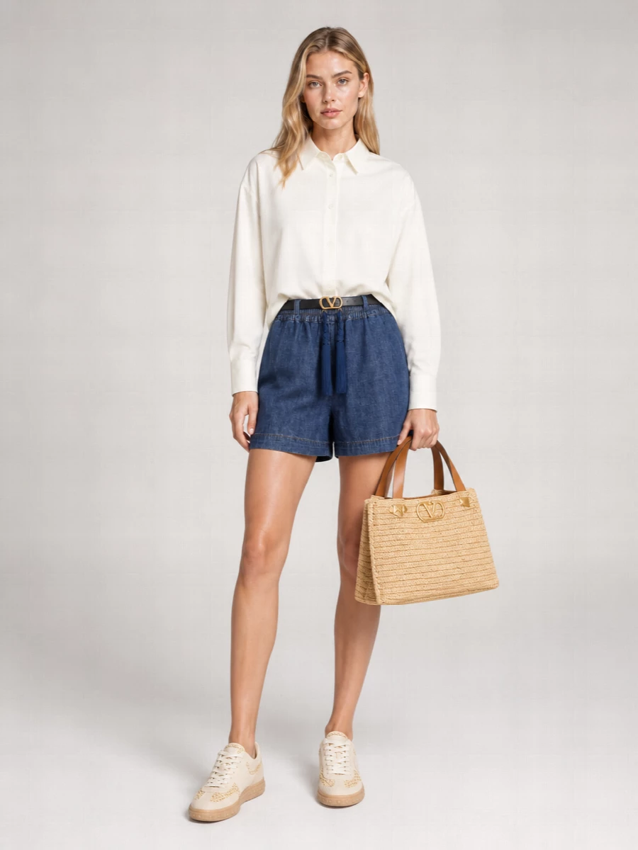 Valentino Garavani Denim Knee-Length Shorts