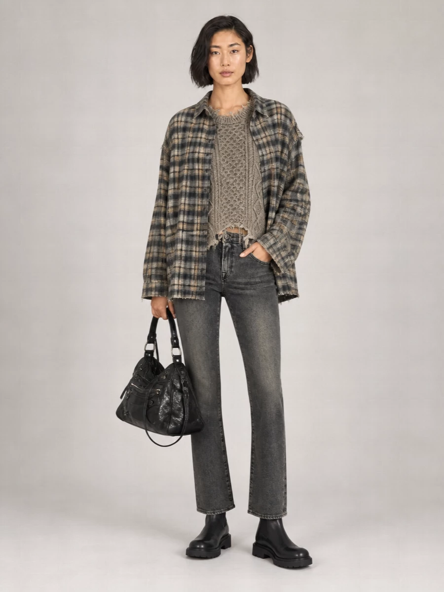 R13 Checked Cotton Oversized Shirt Jacket