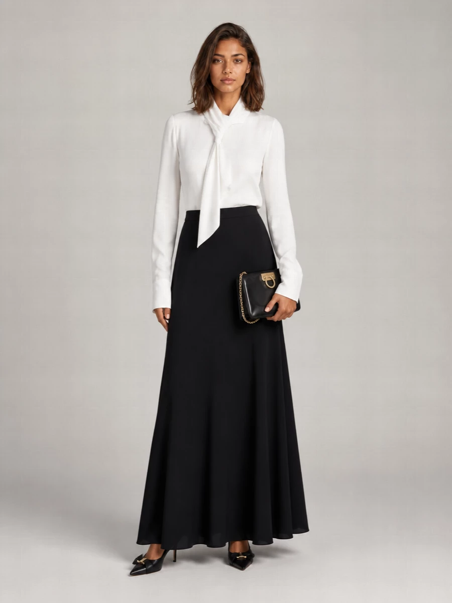 Alberta Ferretti Georgette High-Rise Flared Paneled Midi Skirt