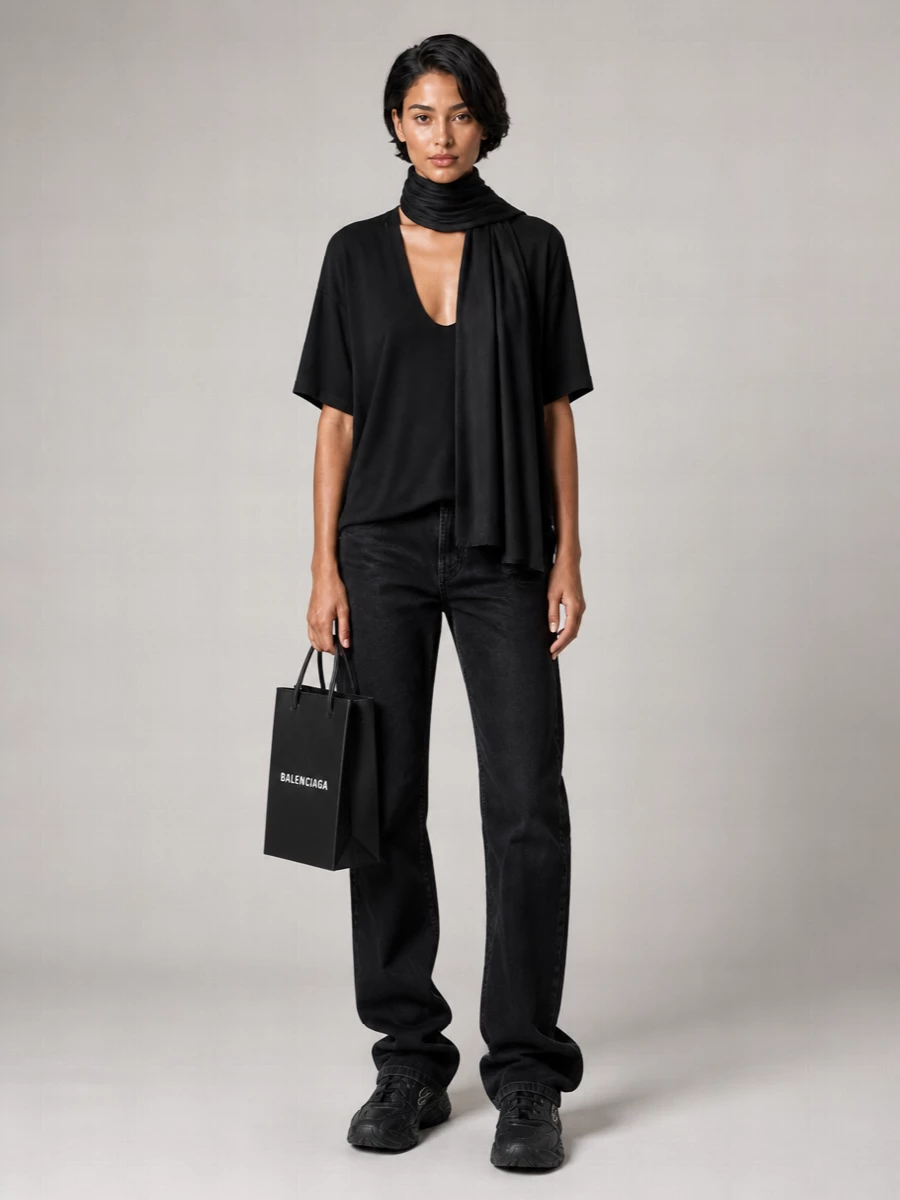 Balenciaga Silk Mini Hybrid T-Shirt Dress
