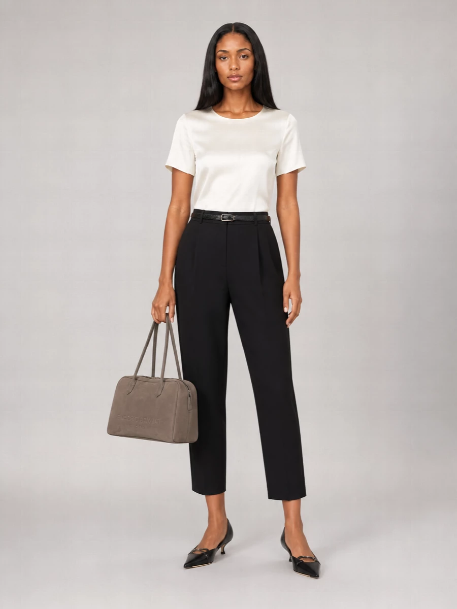 Emporio Armani Satin Trim Tapered Cropped Trousers