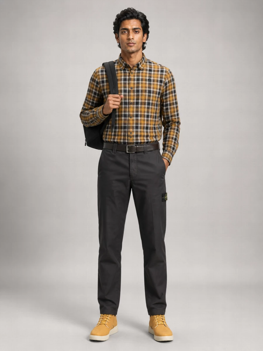 Timberland Plaid Cotton Long-Sleeve Shirt