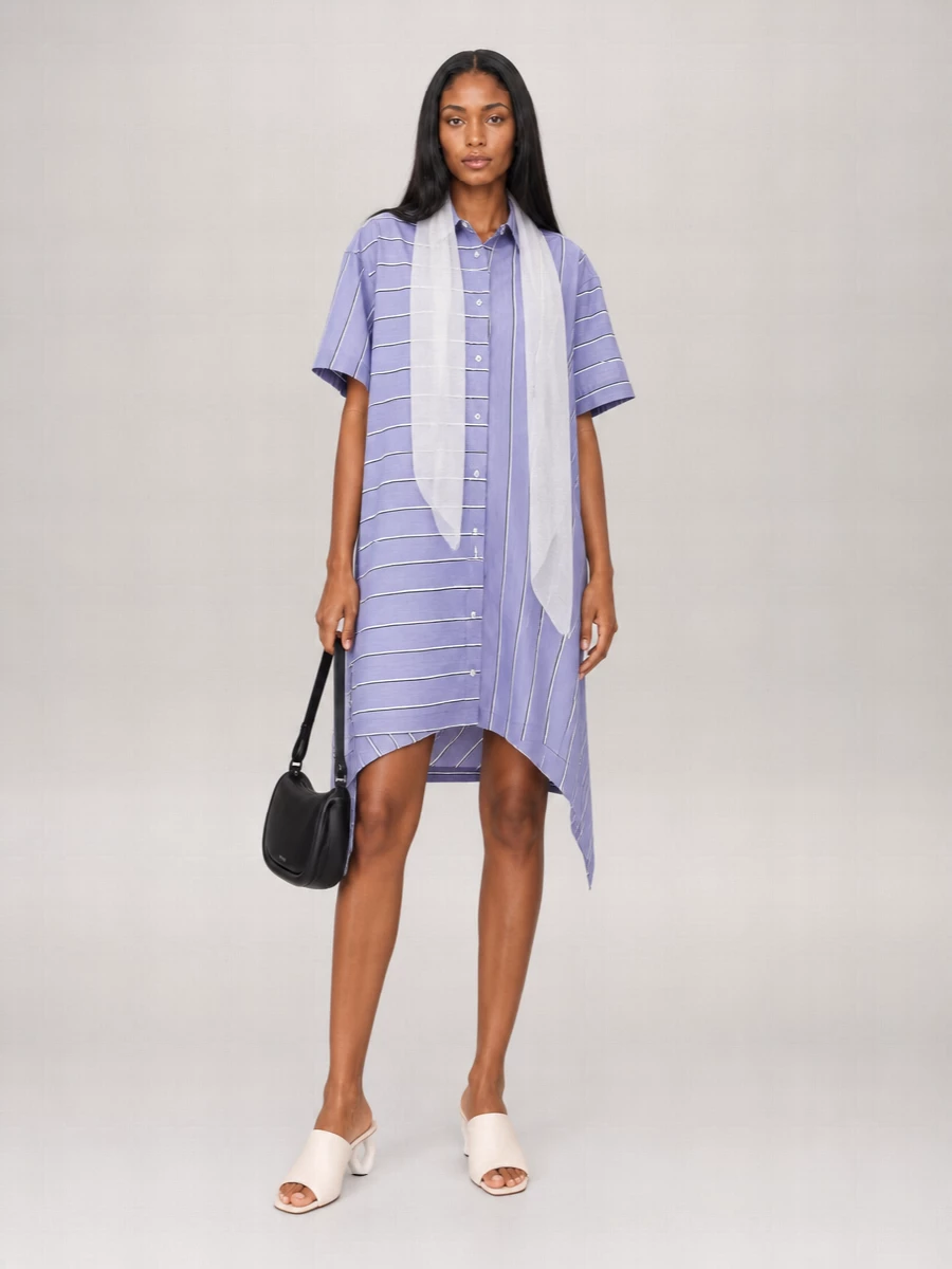 Jw Anderson Cotton Oversized Short-Sleeve Patchwork High-Low Shirt Dress