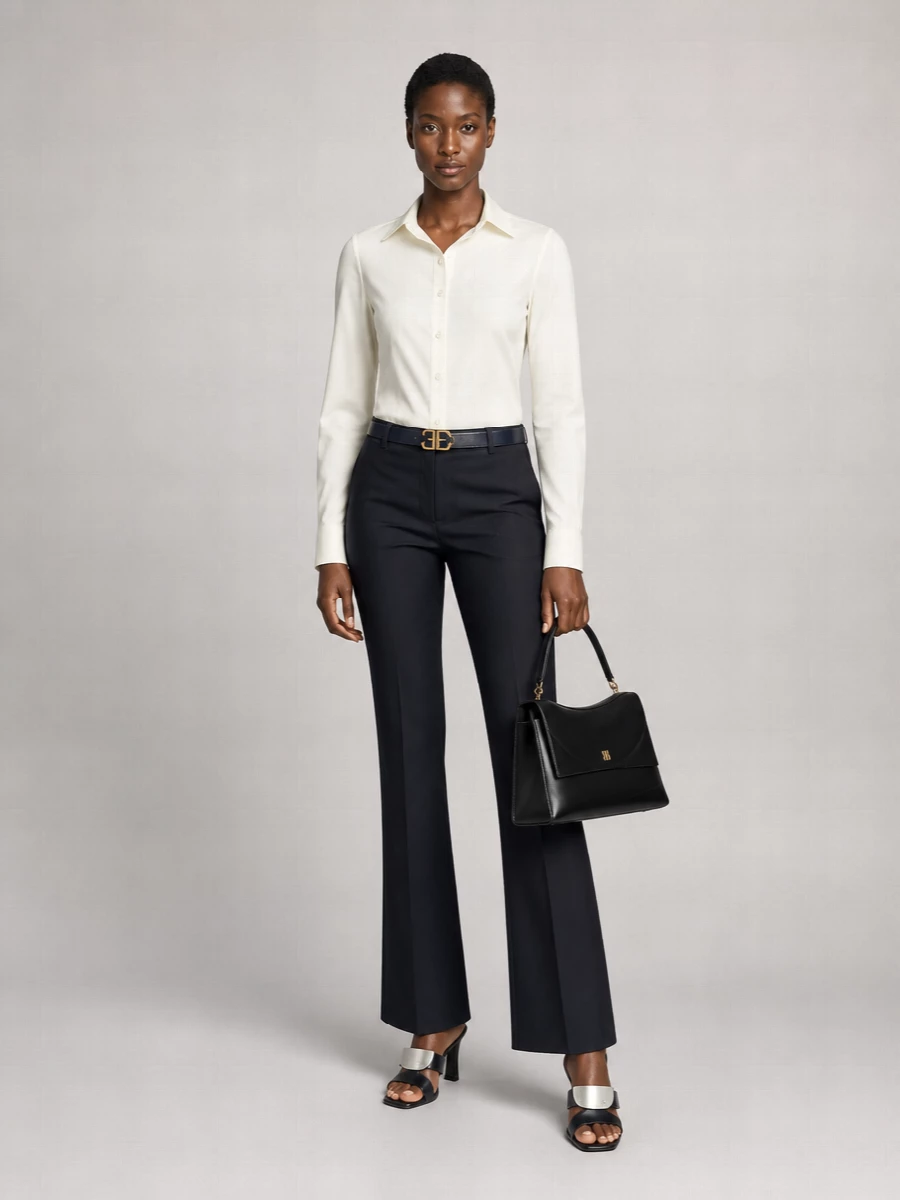 Burberry Wool Mid-Rise Flared Trousers