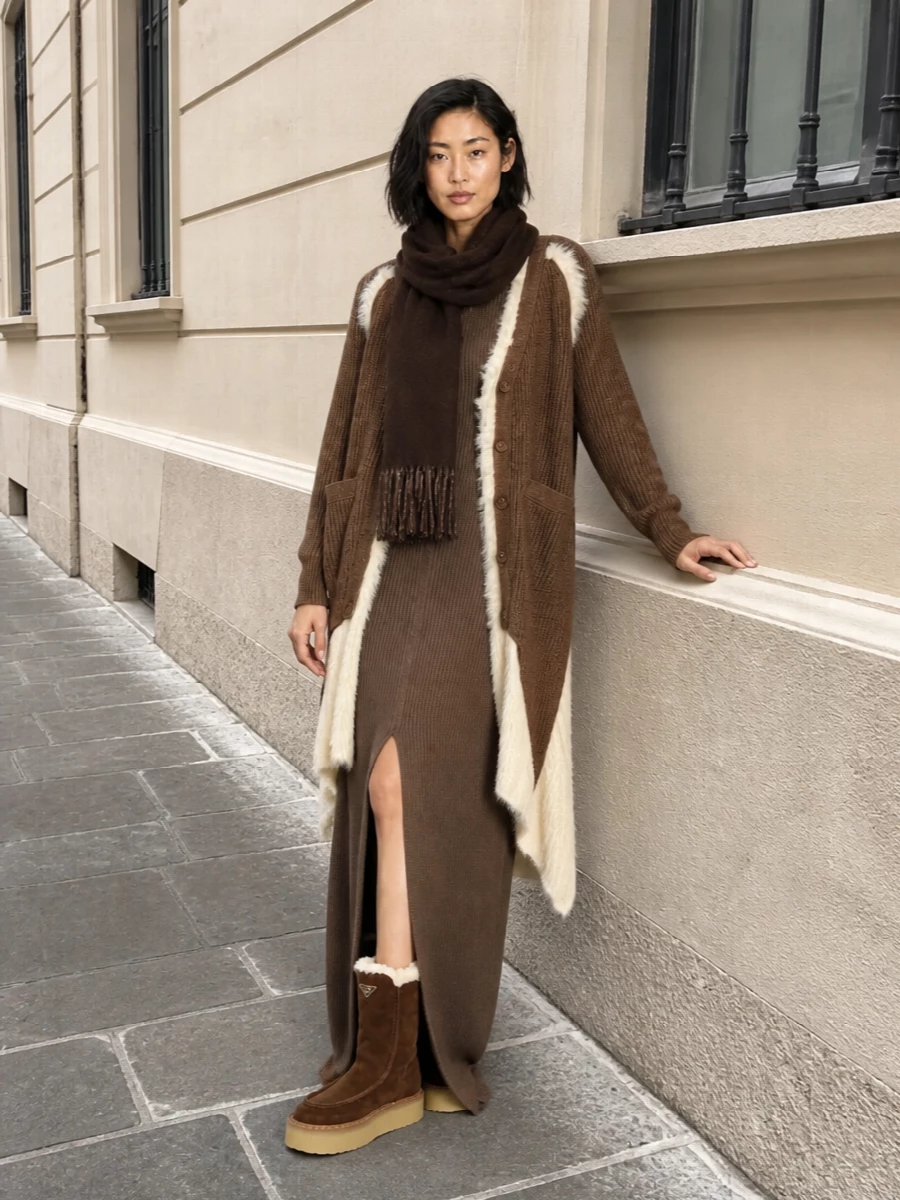 Undercover cardigan rick owens skirt prada boots