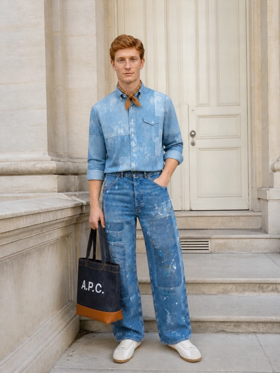 Polo ralph lauren wide leg jeans denim shirt outfit