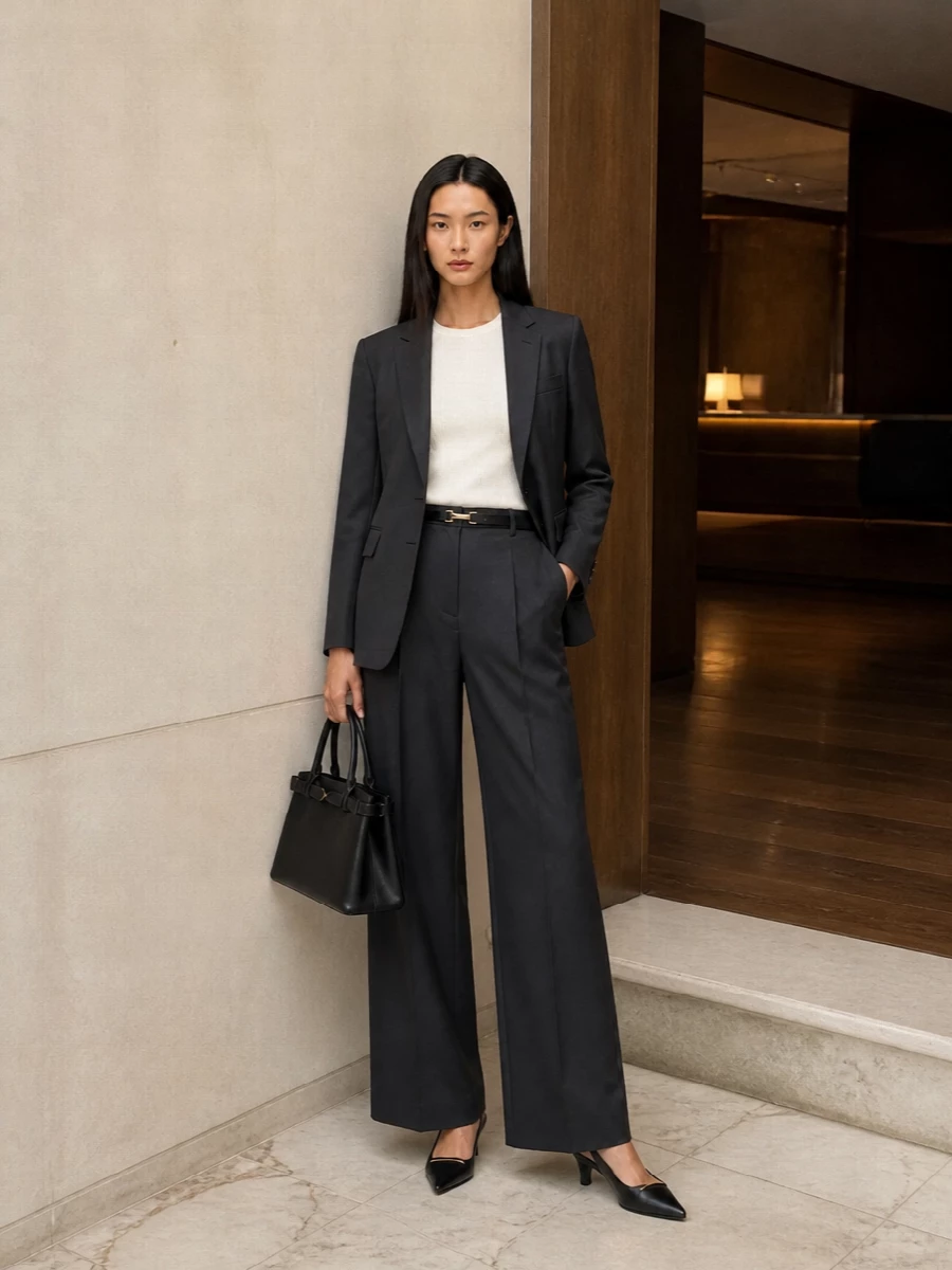 Tagliatore charcoal blazer wide leg trousers