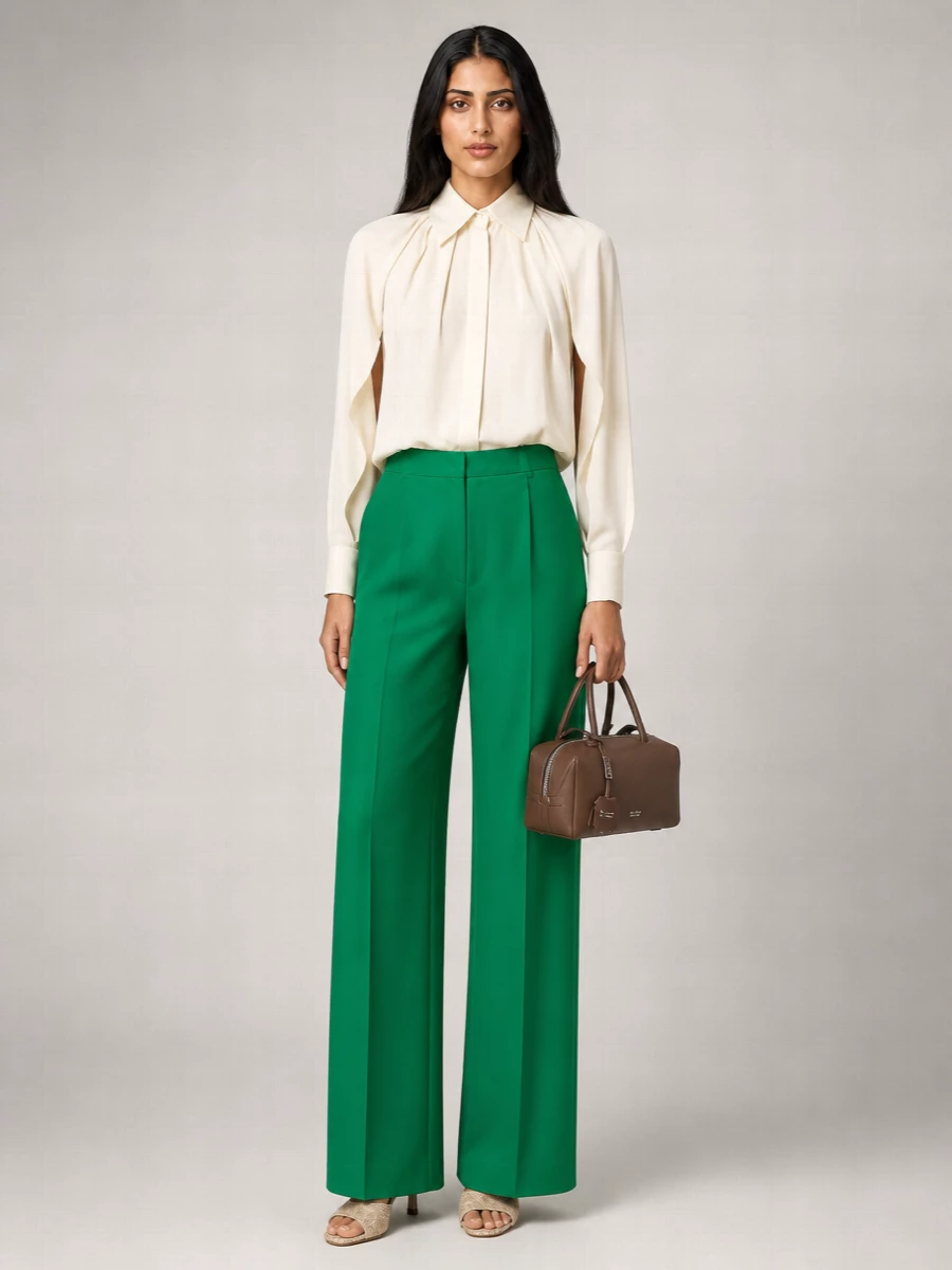 Max Mara Silk Wide-Leg Tailored Trousers