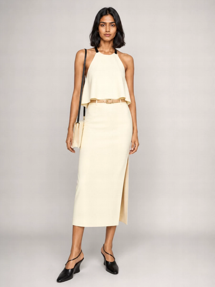 Jil Sander Viscose Blend Midi Straight Skirt