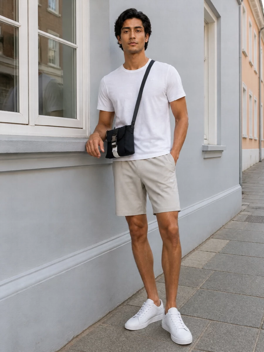 K way tee stone shorts adidas sneakers