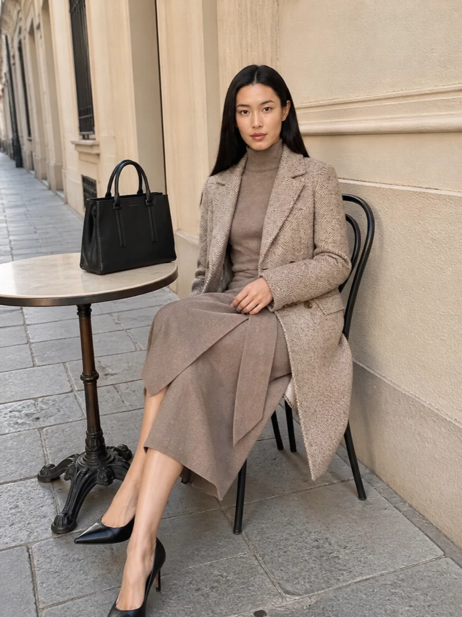 Max mara knit dress calvin klein coat outfit
