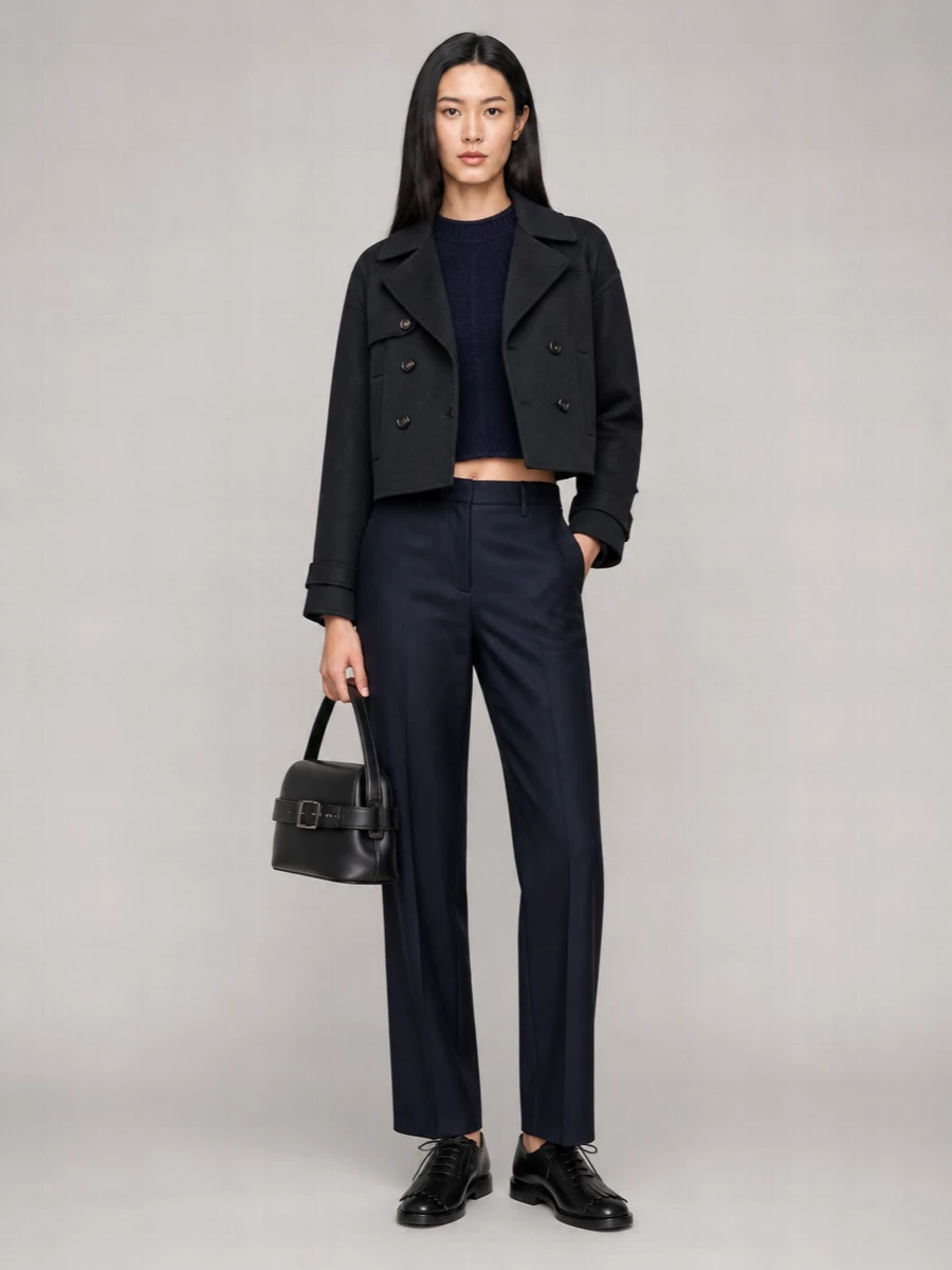 S Max Mara Wool Silk Cashmere Double Breasted Coat