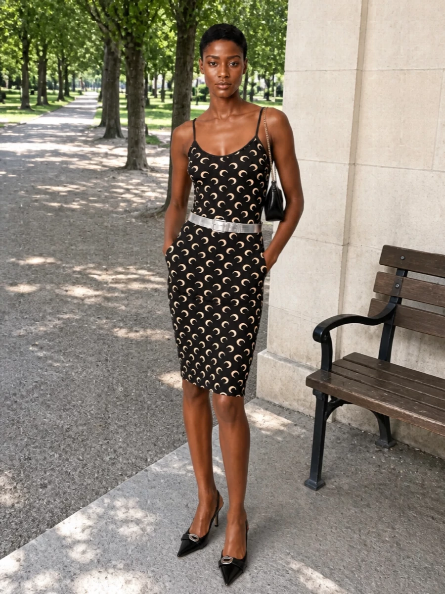 Marine serre crescent mini dress coperni heels
