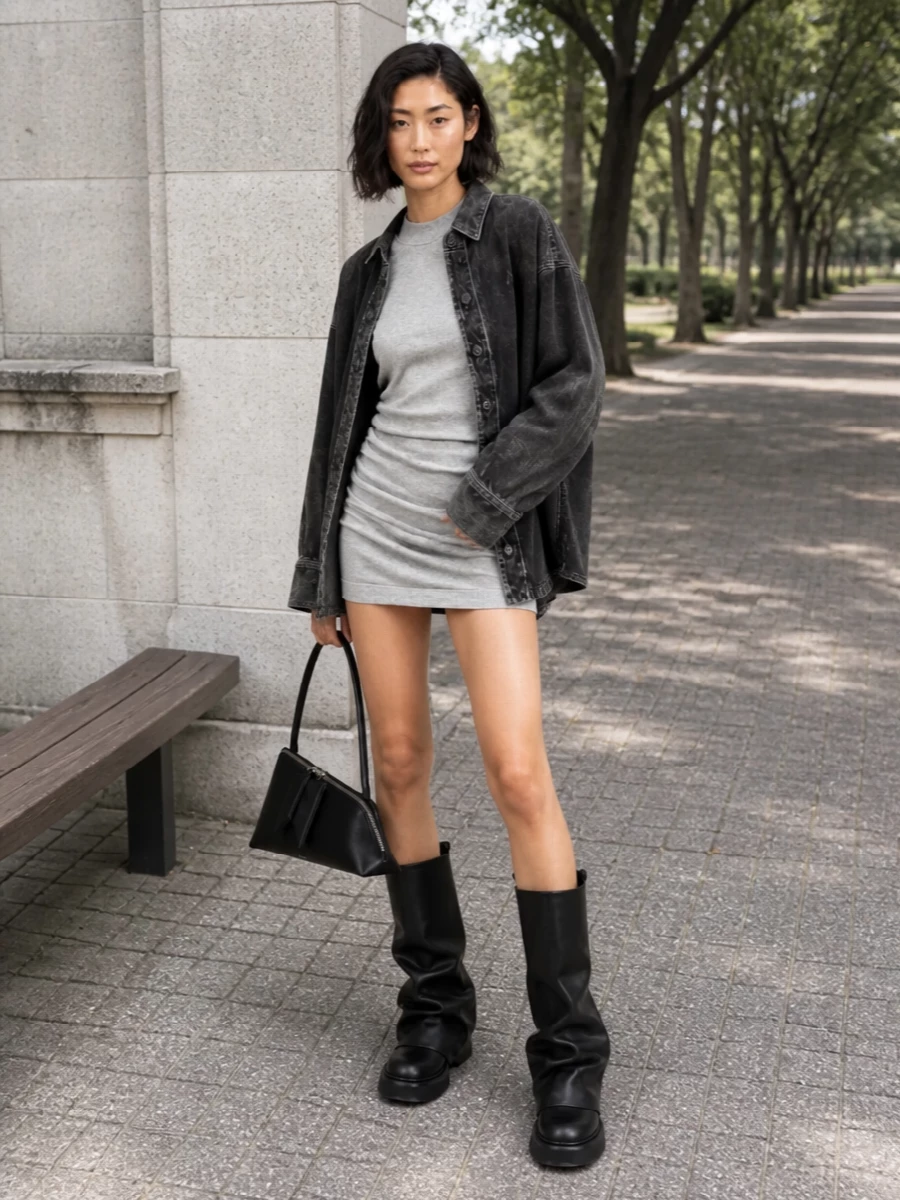 The attico shirt coat sweatshirt dress boots