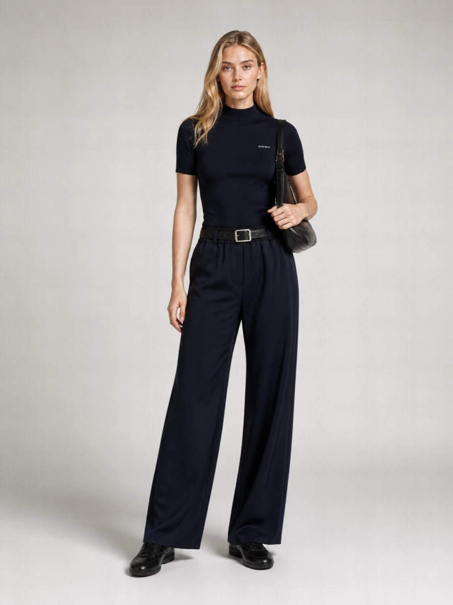 Miu Miu Wool Wide-Leg Trousers