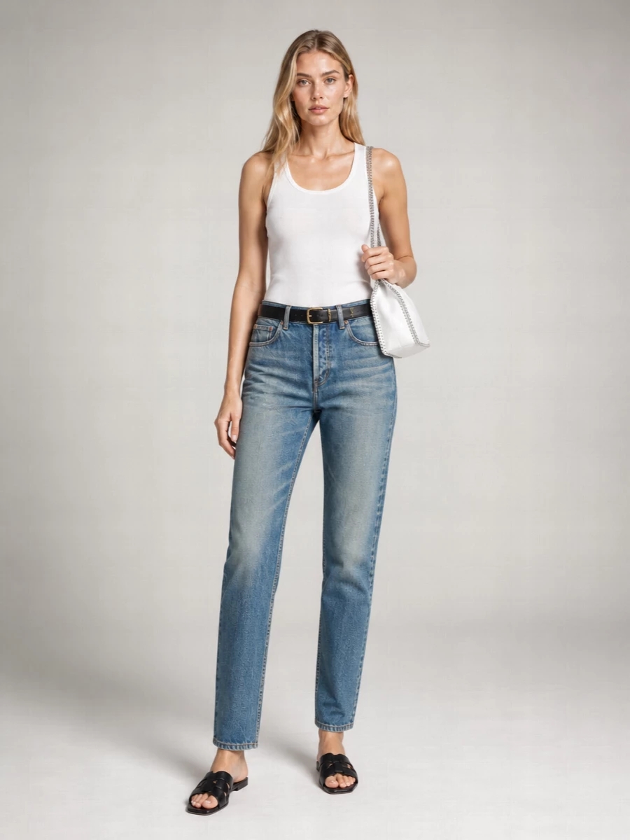 Saint Laurent Ribbed Cotton Tank Top