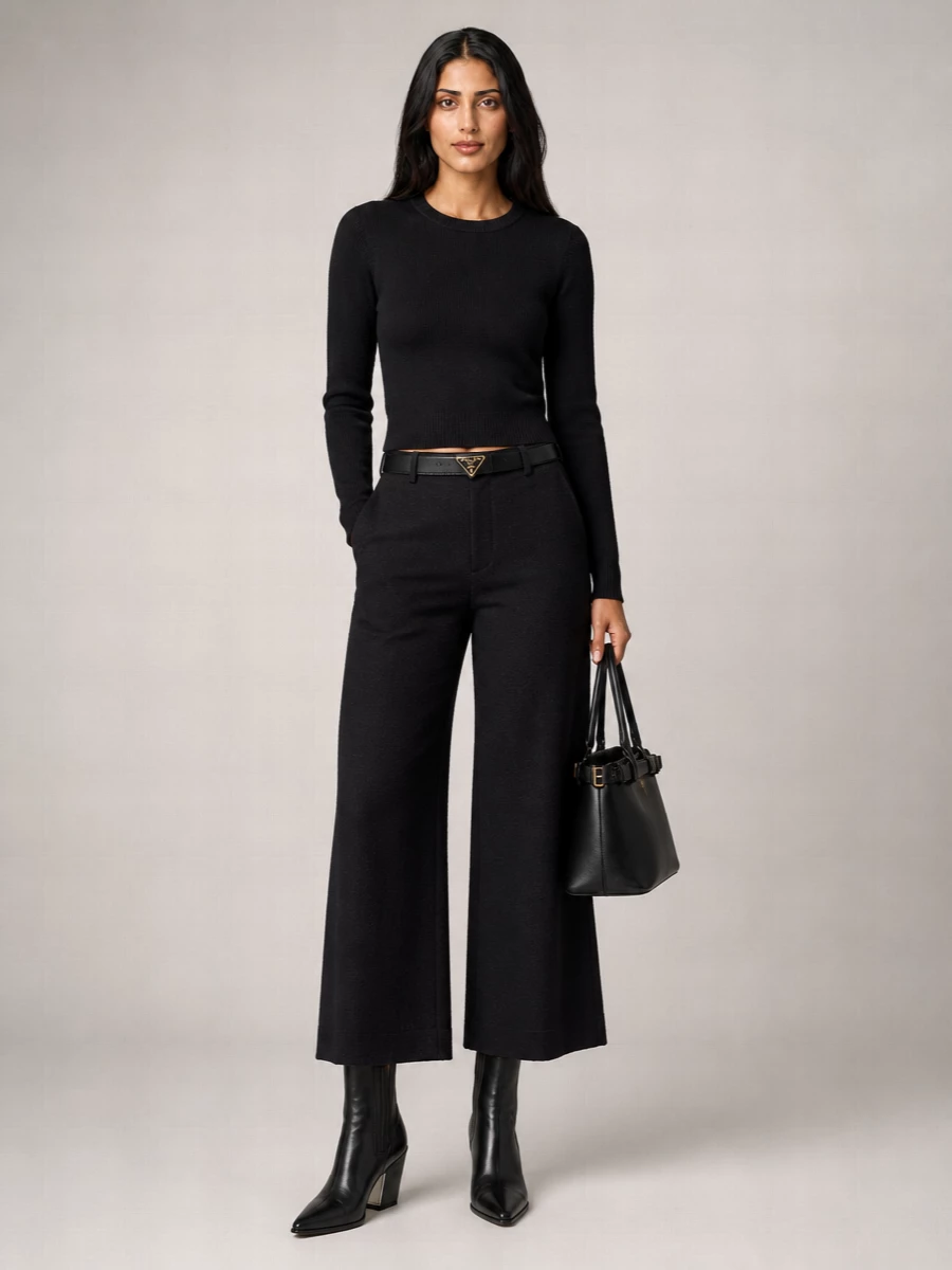 Moschino Cropped Bouclé Wide-Leg Trousers