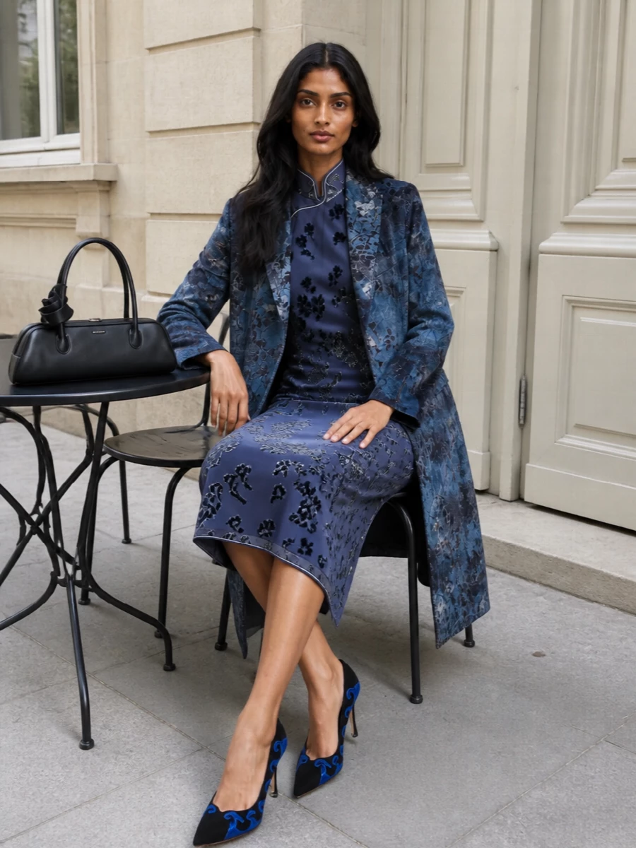 Pierre louis mascia coat velvet cheongsam dress