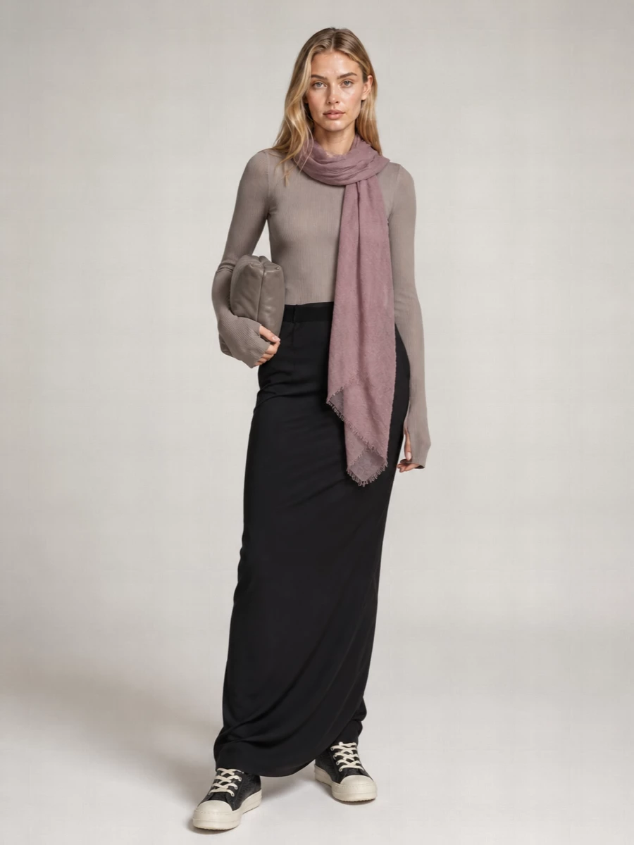 Rick Owens silk-blend ribbed long-sleeve top