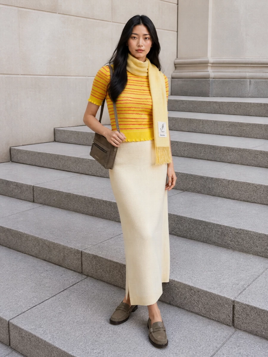 Jw anderson striped knit jil sander ribbed skirt