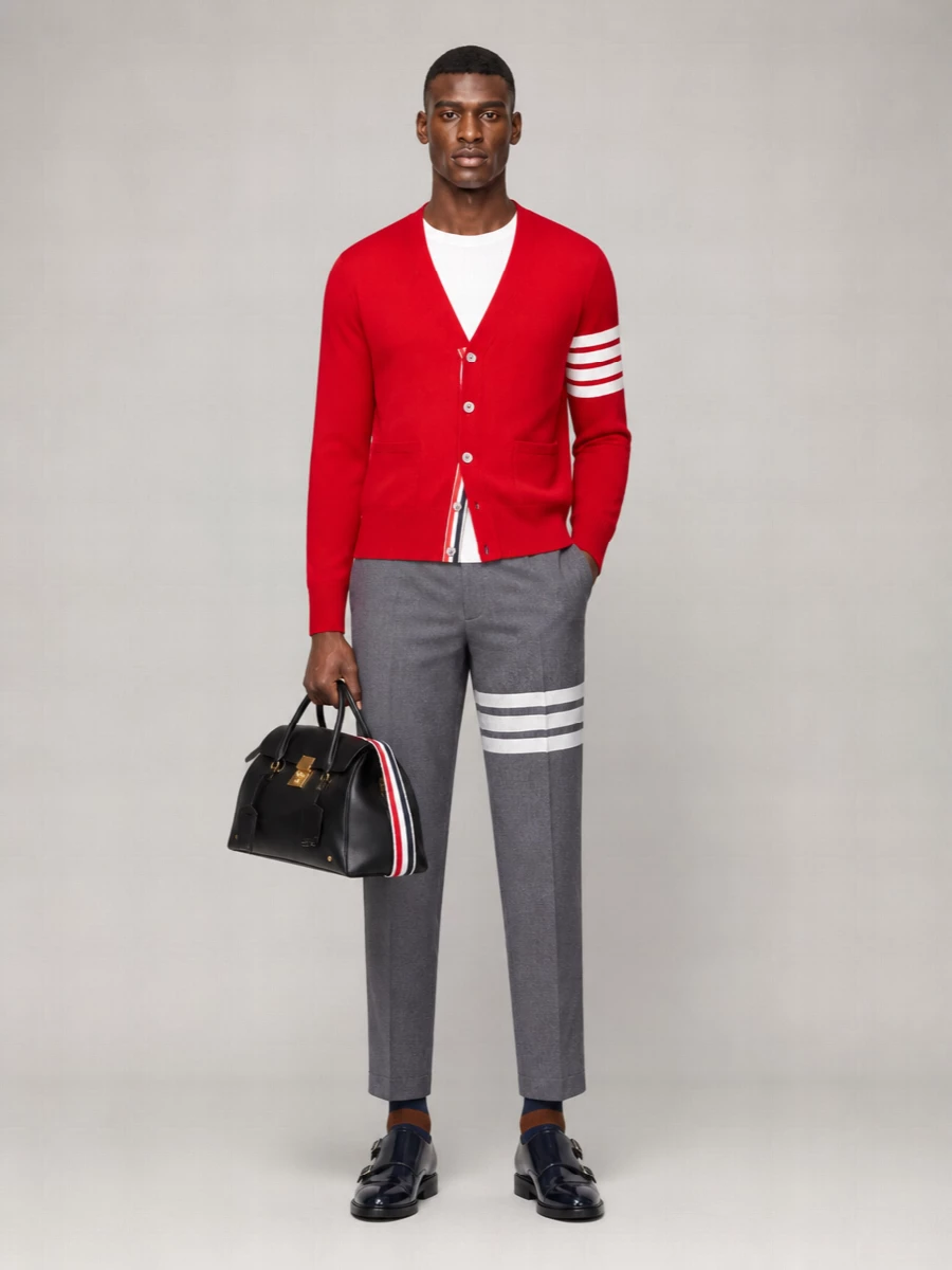 Thom Browne fine-knit virgin wool v-neck cardigan