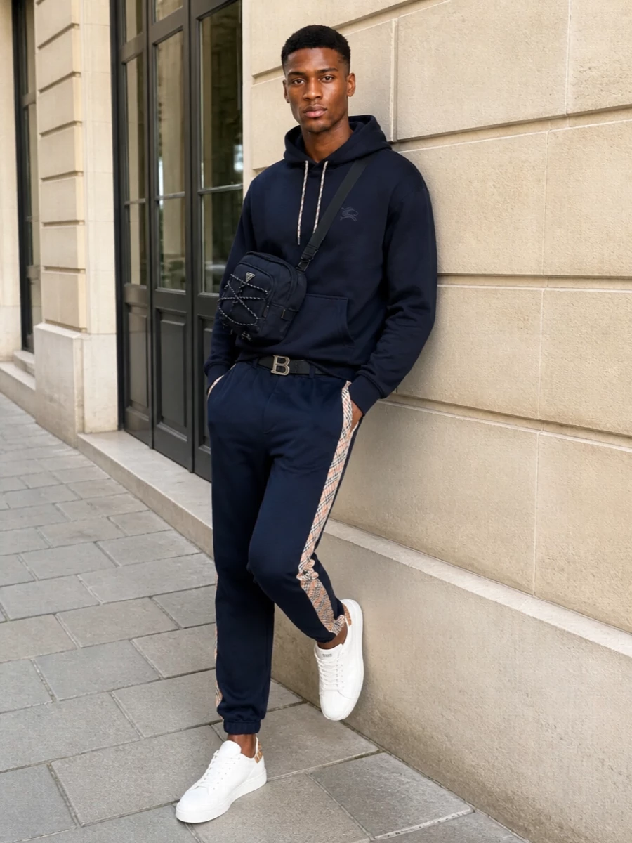 Burberry navy trackset prada crossbody outfit