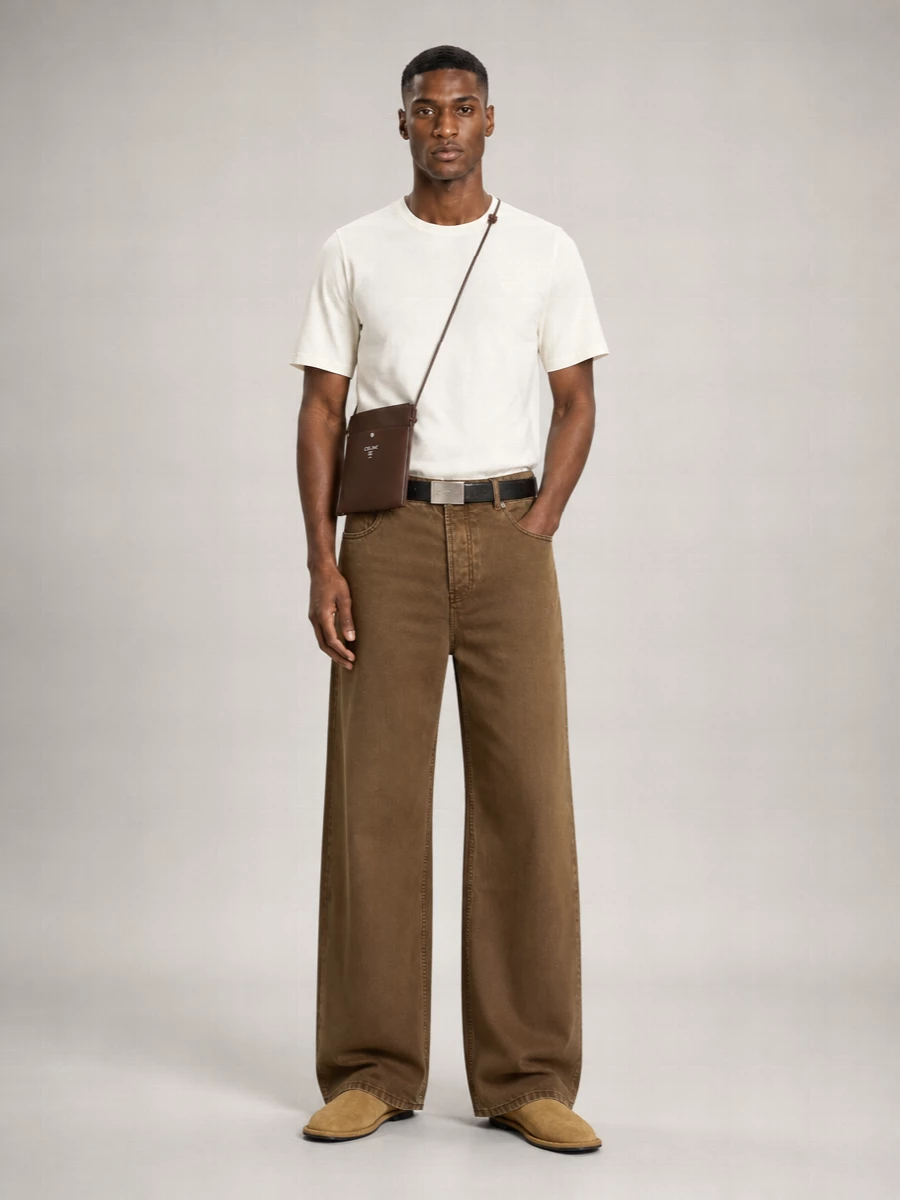 Ami Paris Cotton Wide-Leg Trousers