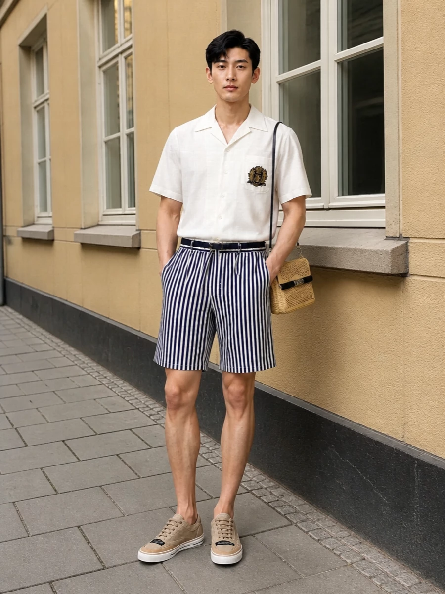 Dolce gabbana riviera striped shorts outfit