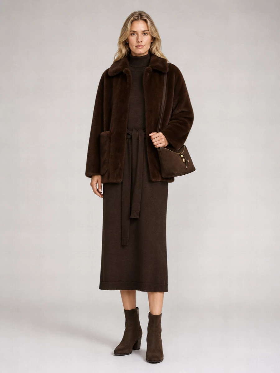 Herno Faux Fur Cropped Relaxed-Fit Jacket