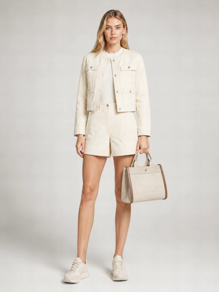 Moncler Cotton-Linen Cropped Jacket