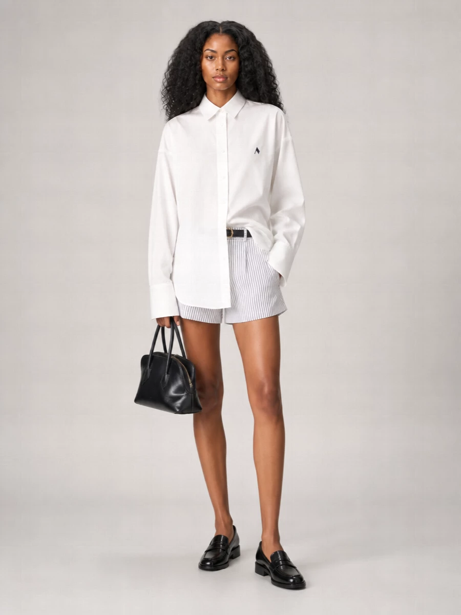 The Attico Striped Cotton Knee-Length Shorts