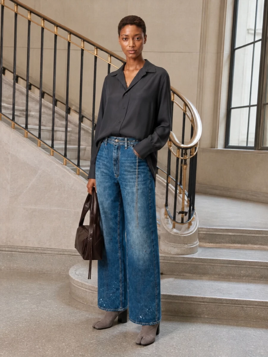 Maison margiela wide leg jeans grey tabi boots