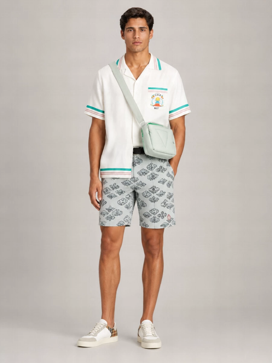 Casablanca Embroidered Stretch Jacquard Chino Shorts