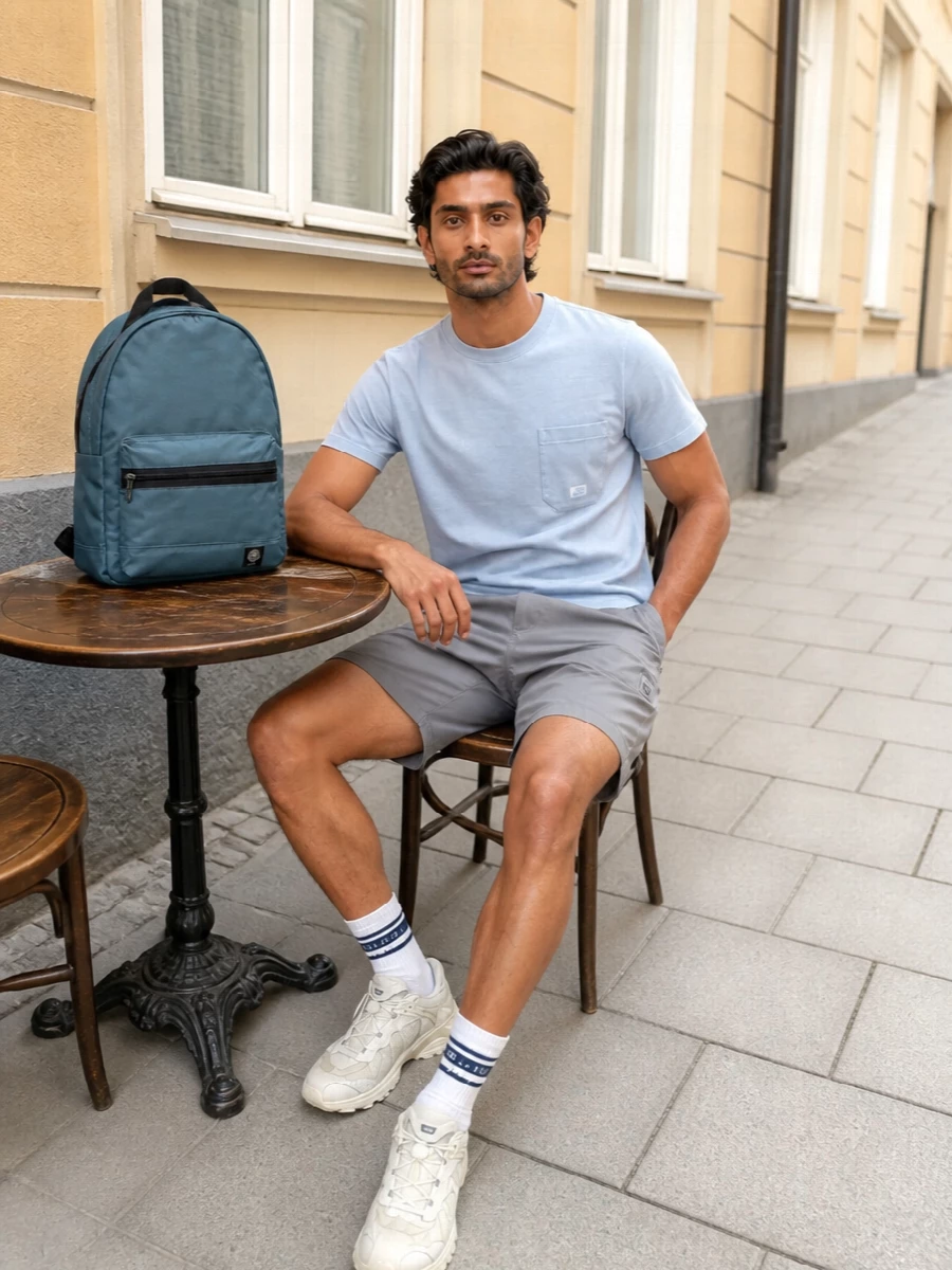 Cp company grey shorts technical tee salomon sneakers