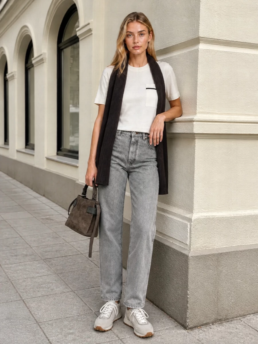 Brunello cucinelli tee grey jeans sneakers