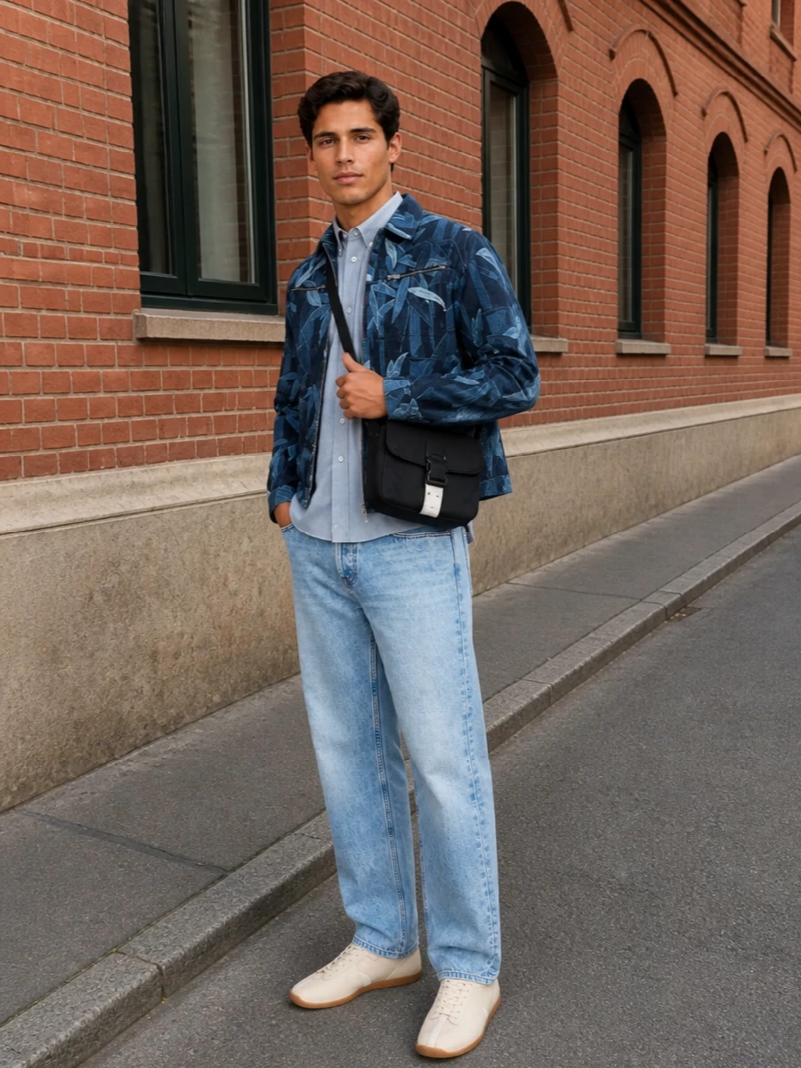 Kenzo denim jacket light wash jeans outfit