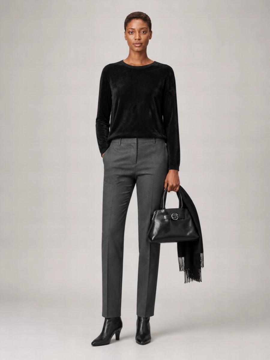 Semicouture Textured Scoop Neck Long Sleeve Sweater