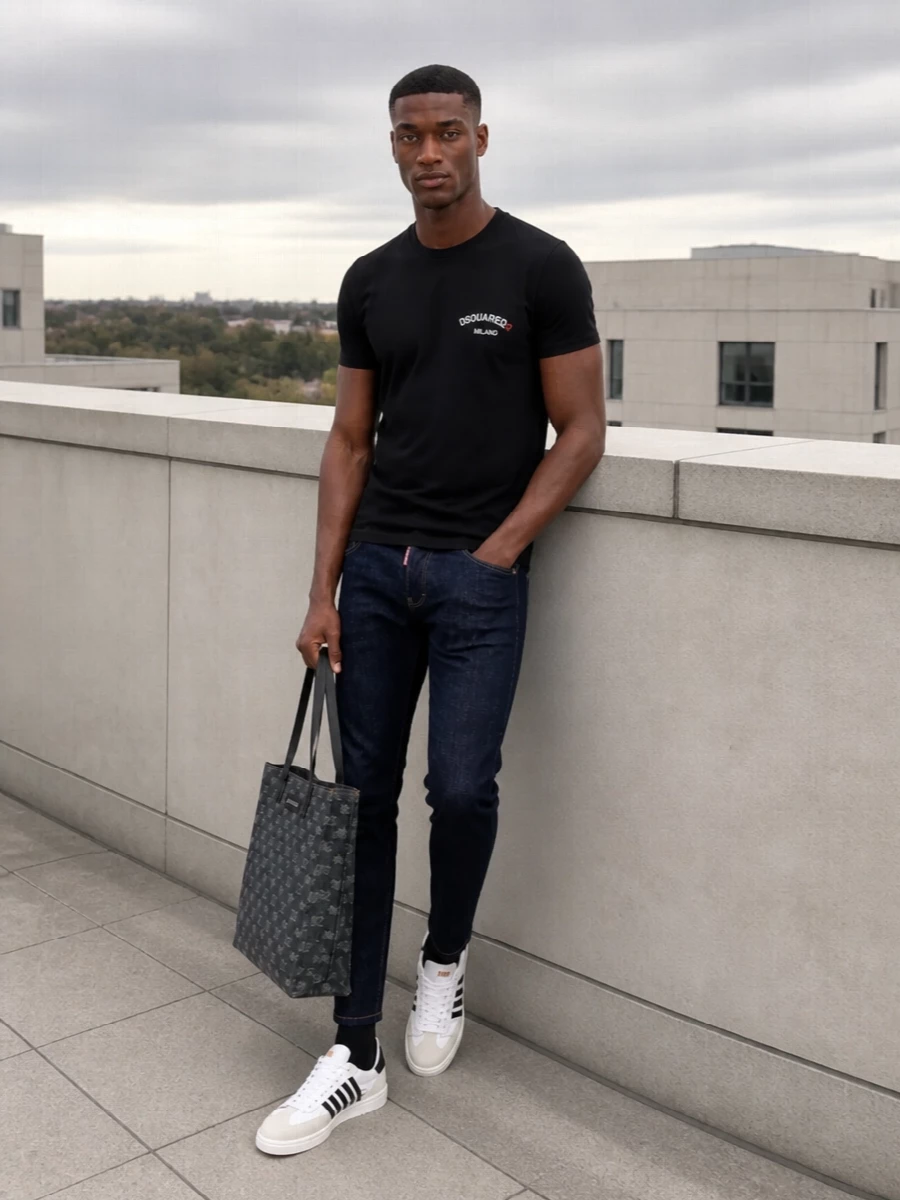 Dsquared2 milano t shirt dark indigo jeans outfit