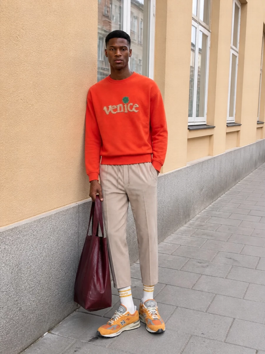 Erl venice sweatshirt herno jogger trousers outfit