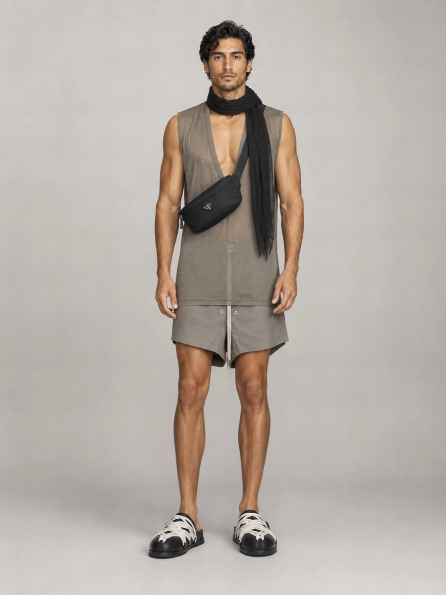 Rick Owens Leather Megalace Mule Sandals