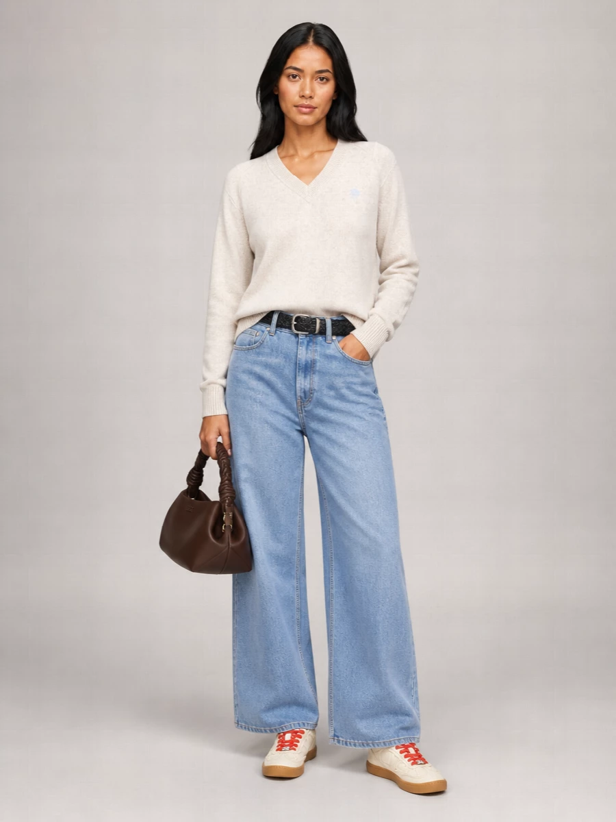Ganni Denim Wide-Leg Trousers