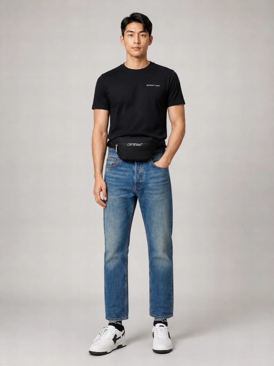 Off-White Cotton Logo Print Regular Fit Crew Neck Short Sleeve T-Shirt